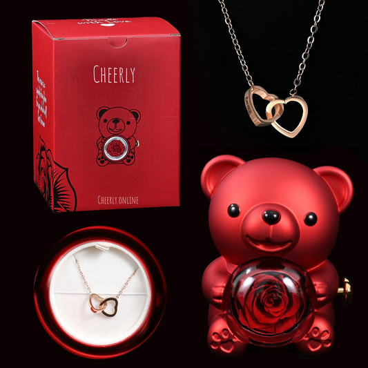 Eternal Rose Bear - W/ Engraved Necklace