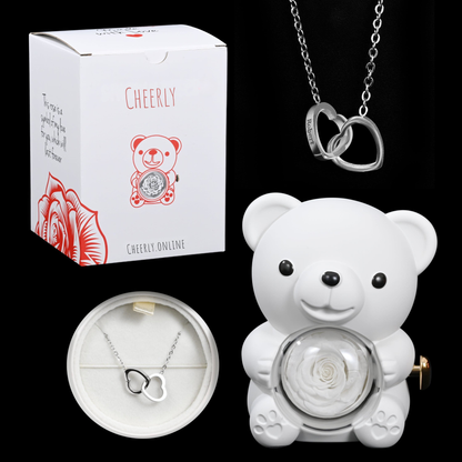 Eternal Rose Bear - W/ Engraved Necklace
