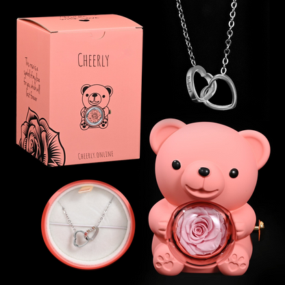 Eternal Rose Bear - W/ Engraved Necklace