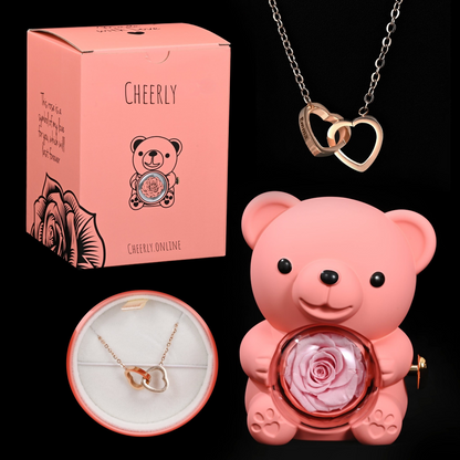 Eternal Rose Bear - W/ Engraved Necklace