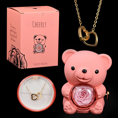 Eternal Rose Bear - W/ Engraved Necklace