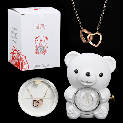 Eternal Rose Bear - W/ Engraved Necklace